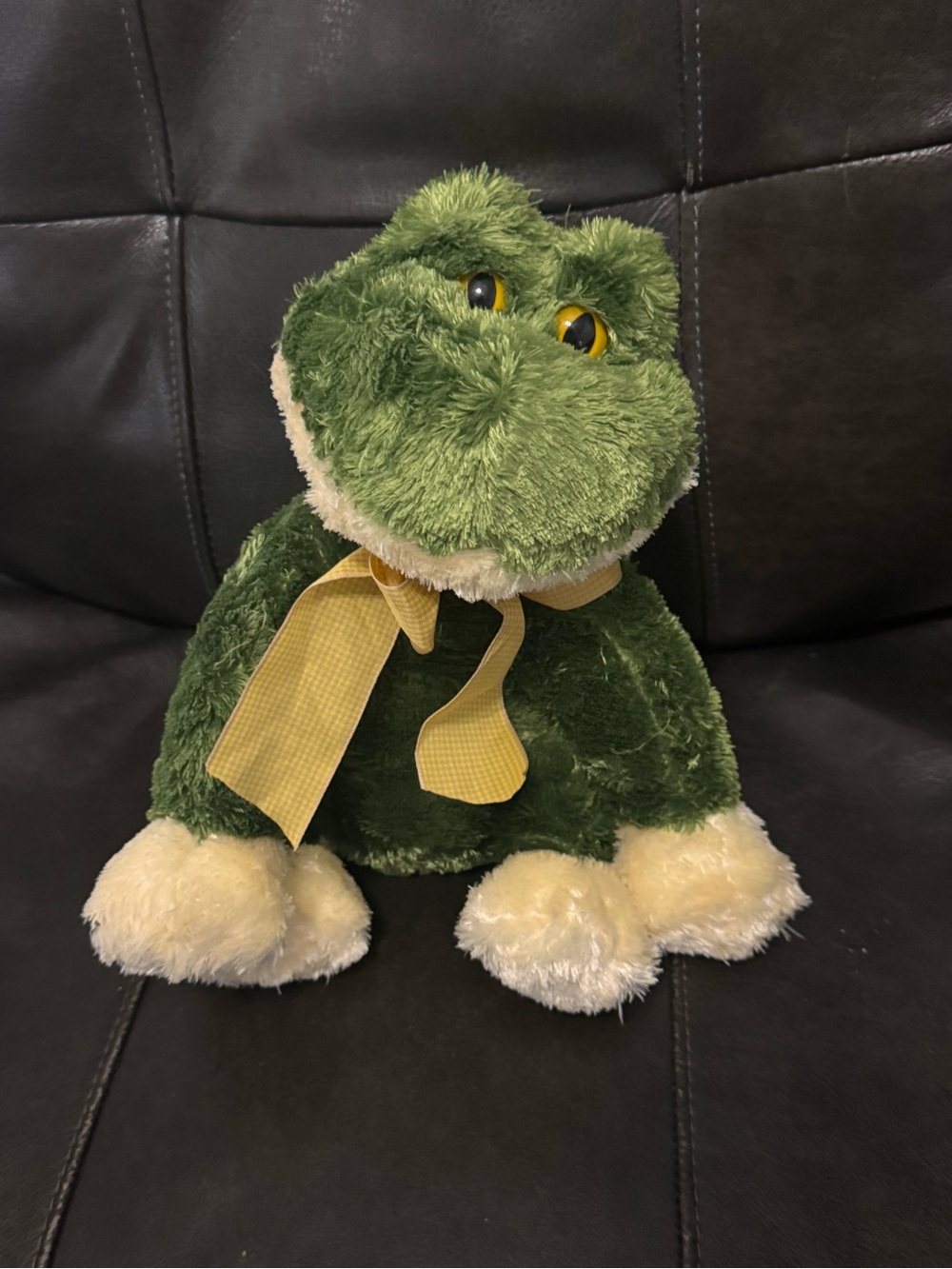 Animal Adventure Green Frog Plush Stuffed Animal Yellow Bow